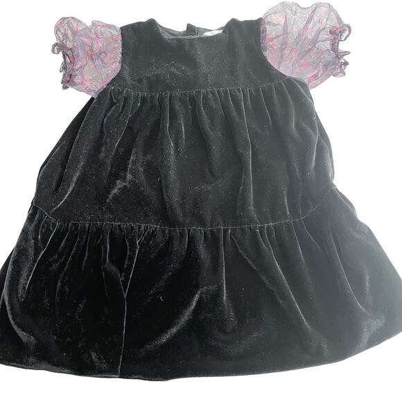 Zara Floral Organza Sleeved Velvet Dress size 3/4 - Picture 2 of 6